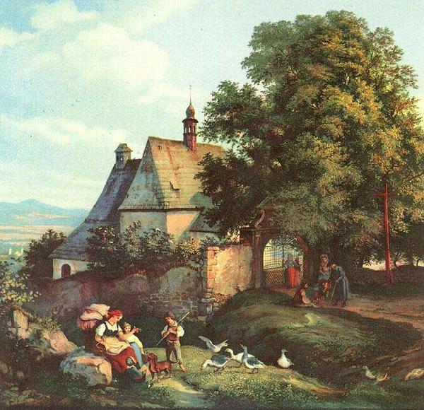 Adrian Ludwig Richter St.-Annen-Kirche zu Graupen in Bohmen oil painting picture